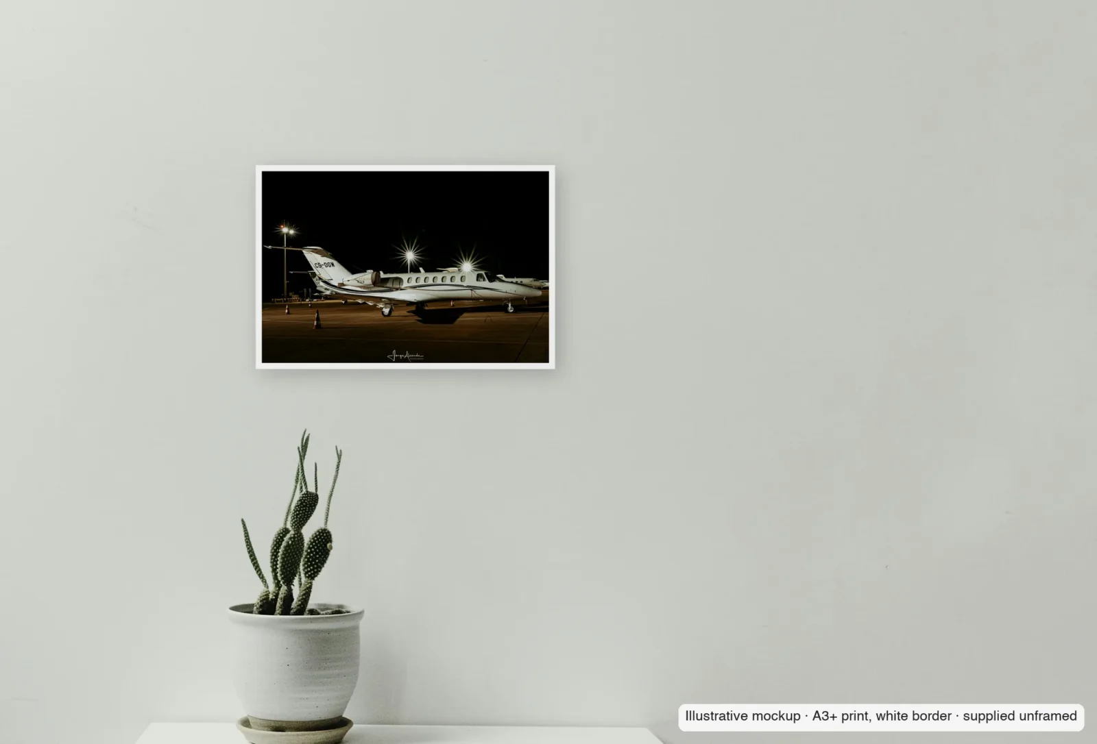 Closer view of Citation under starlight as an unframed A3+ white-border print above a sideboard.