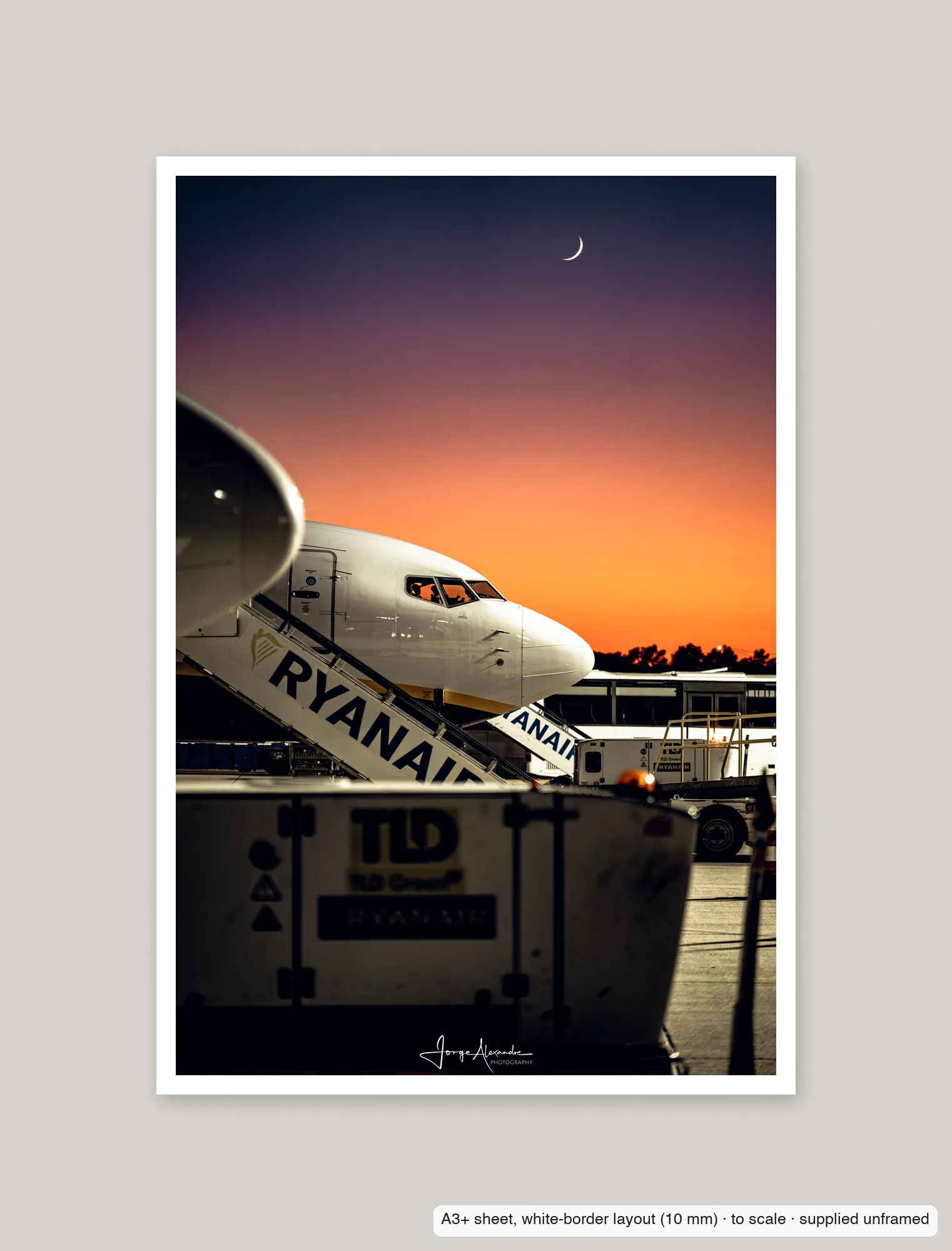 Crescent over the stairs printed as an A3+ sheet with a 10 mm white border, shown flat and unframed.