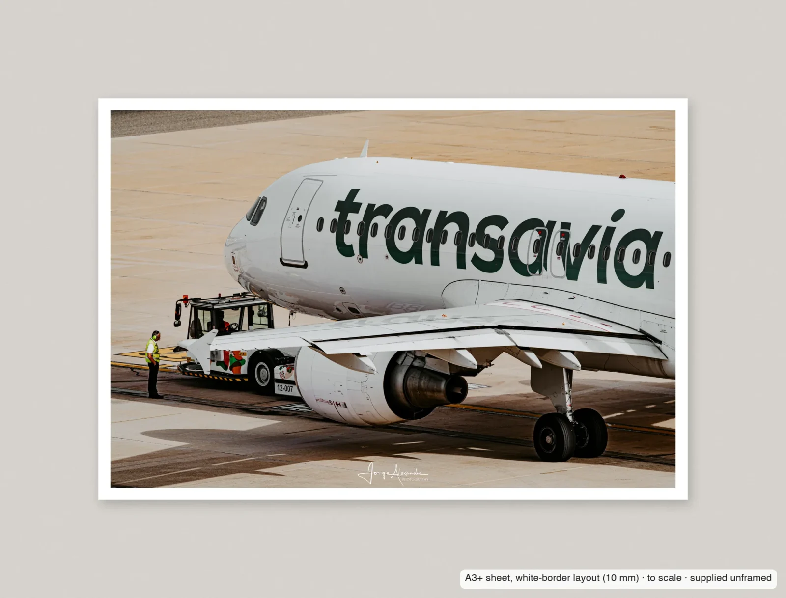 Pushback printed as an A3+ sheet with a 10 mm white border, shown flat and unframed.