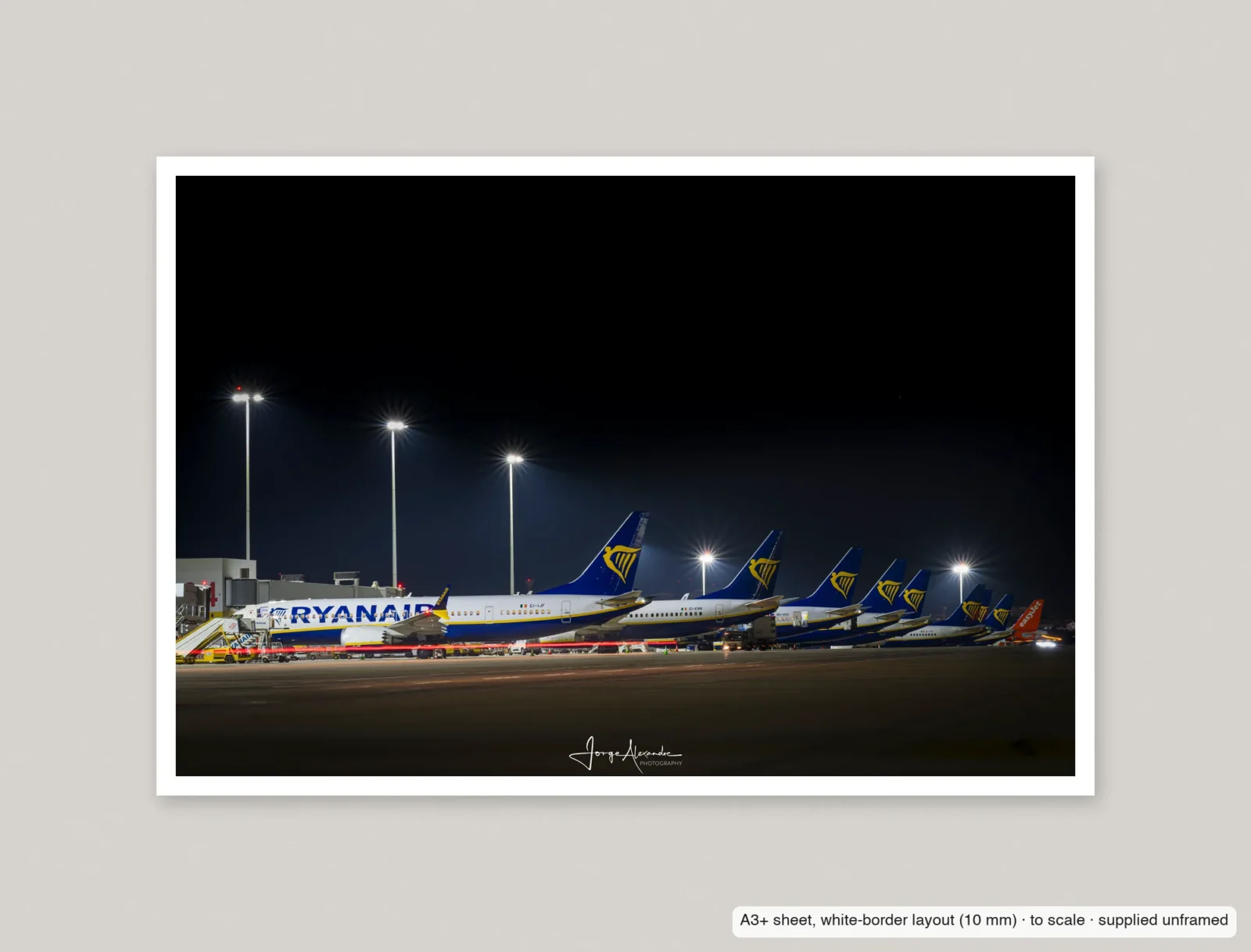 The long line printed as an A3+ sheet with a 10 mm white border, shown flat and unframed.