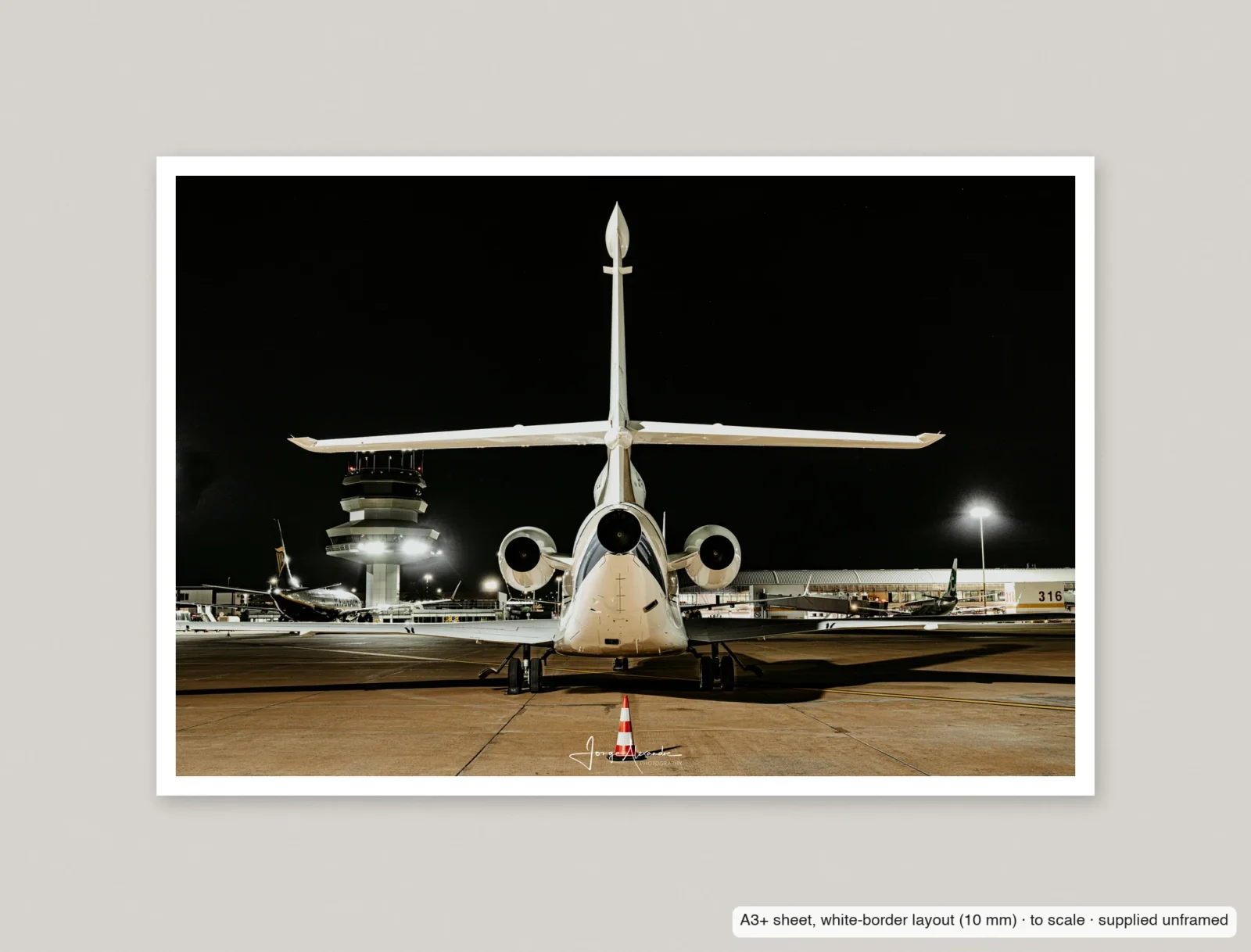 Tower watch printed as an A3+ sheet with a 10 mm white border, shown flat and unframed.